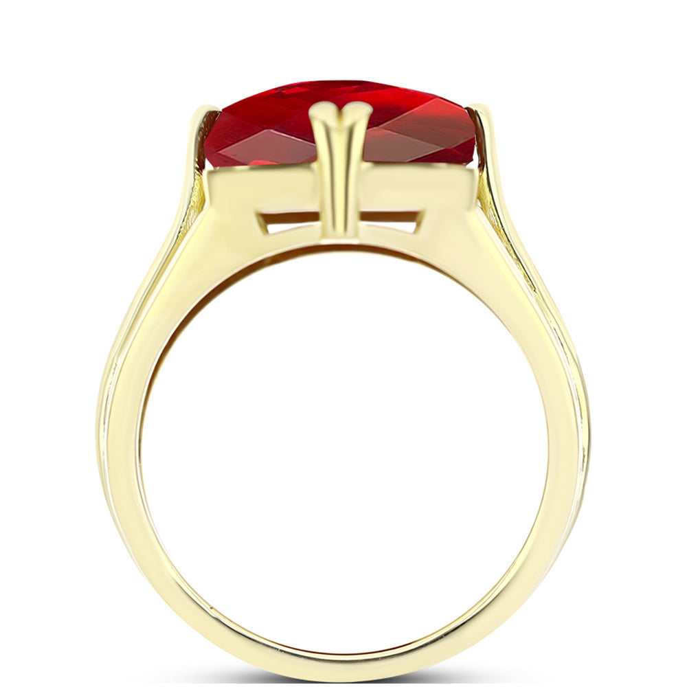 Anillo de Plata Bañada en Oro con Ágata Roja 2 