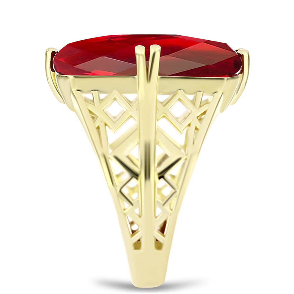 Anillo de Plata Bañada en Oro con Ágata Roja