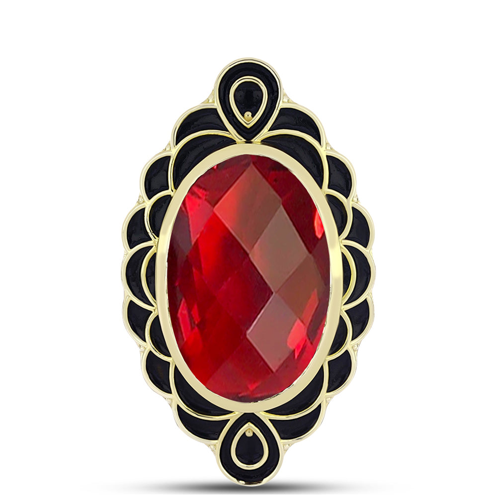 Anillo de Plata Bañada en Oro con Ágata Roja 1 