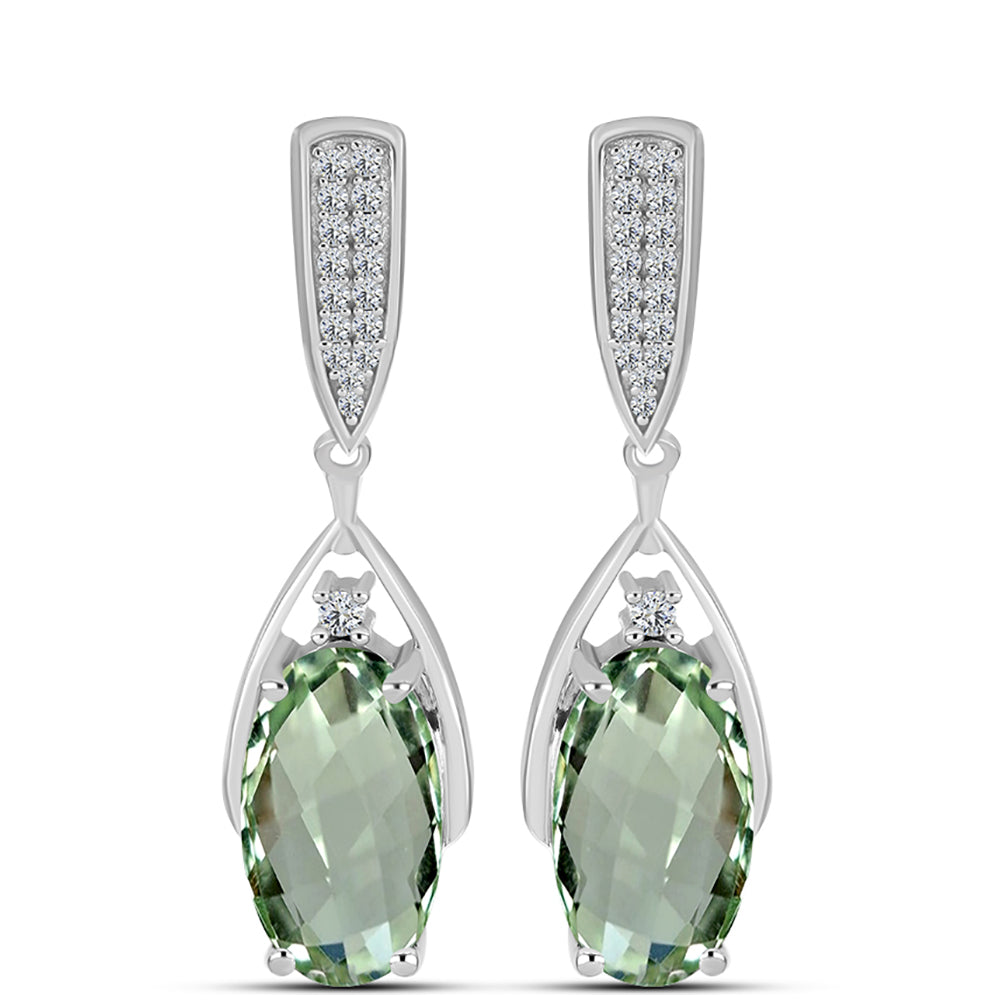Pendientes de Plata con Amatista Verde y Topacio Blanco