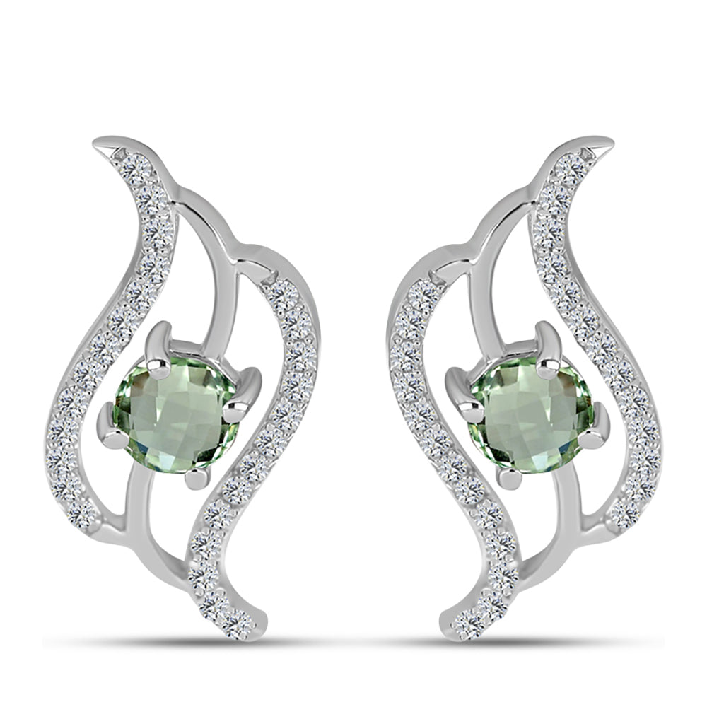Pendientes de Plata con Amatista Verde y Topacio Blanco