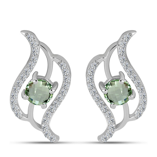Pendientes de Plata con Amatista Verde y Topacio Blanco