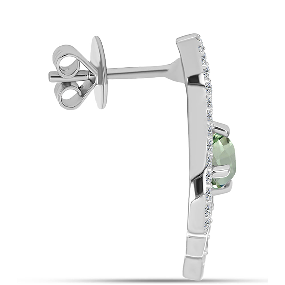 Pendientes de Plata con Amatista Verde y Topacio Blanco 2 