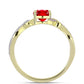 Anillo de Plata Bañada en Oro con Ágata Roja y Topacio Blanco