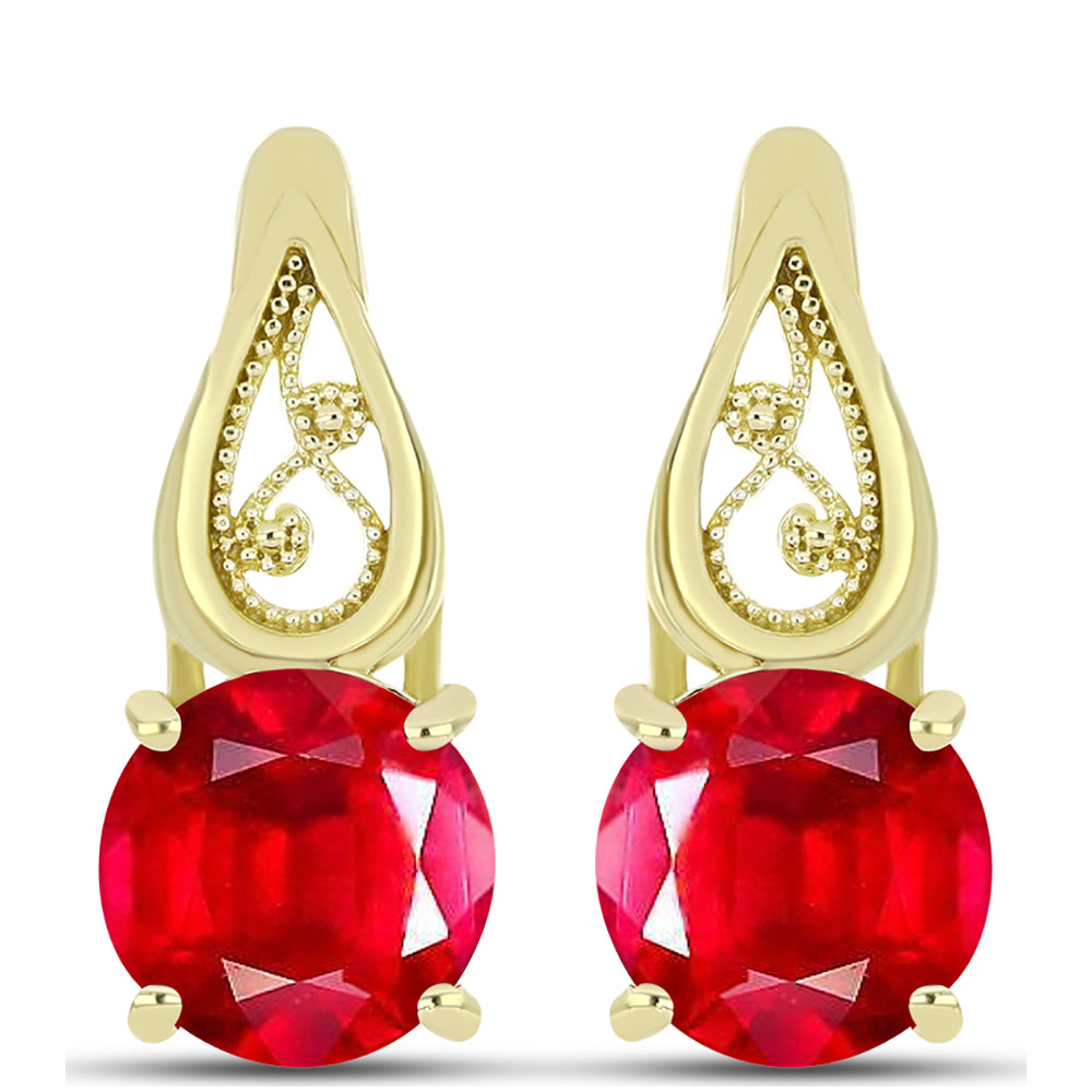 Pendientes de Plata Bañada en Oro con Ágata Roja