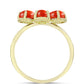 Anillo de Plata Bañada en Oro con Coral de Esponja Roja y Topacio Blanco