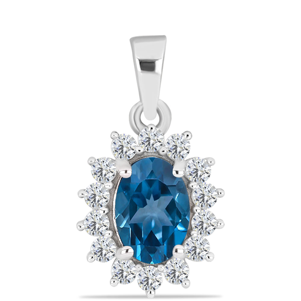 Colgante de Plata con Topacio Azul Londres y Topacio Blanco