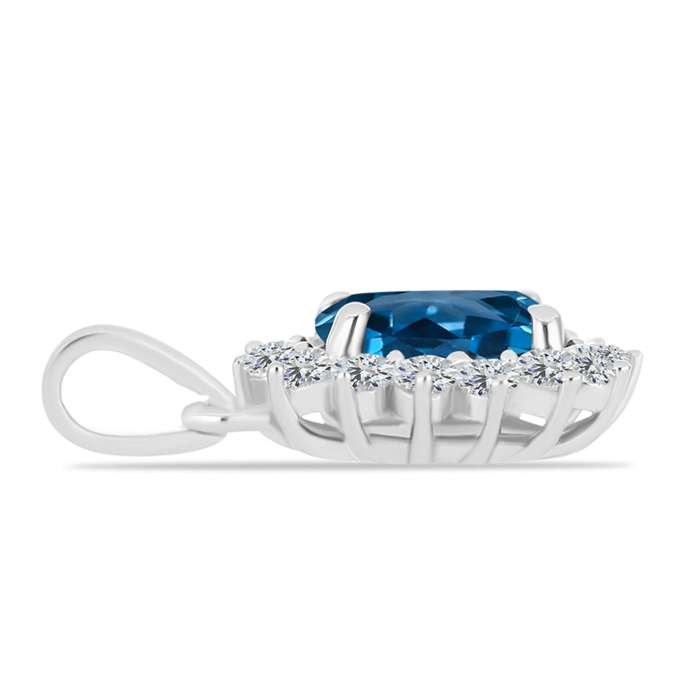Colgante de Plata con Topacio Azul Londres y Topacio Blanco