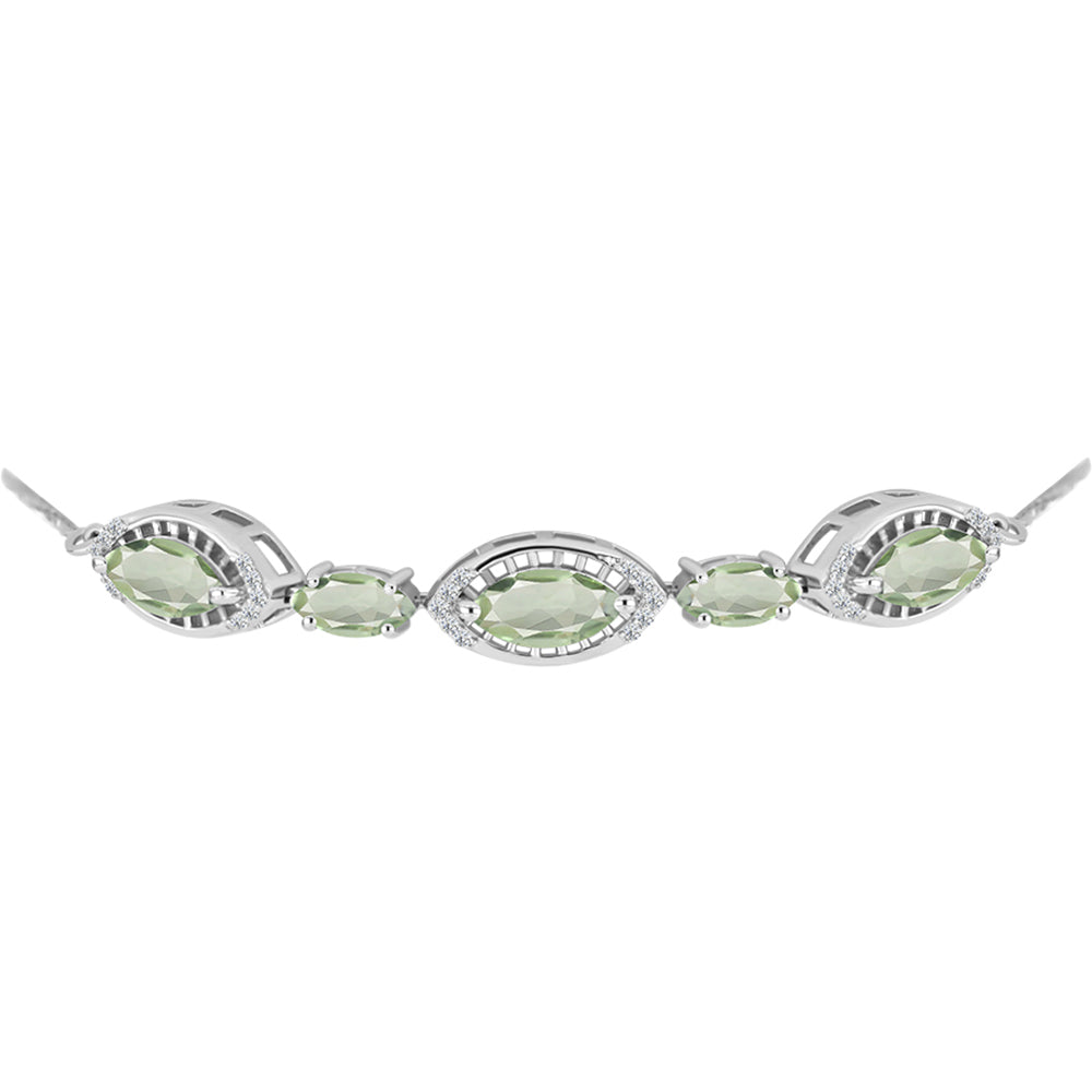 Pulsera de Plata con Amatista Verde y Topacio Blanco