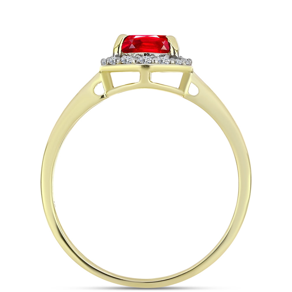 Anillo de Plata Bañada en Oro con Ágata Roja y Topacio Blanco 2 