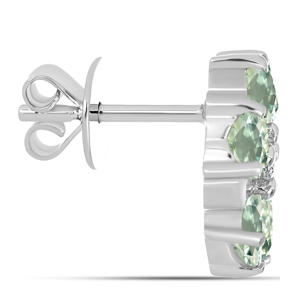 Pendientes de Plata con Amatista Verde y Topacio Blanco 2 