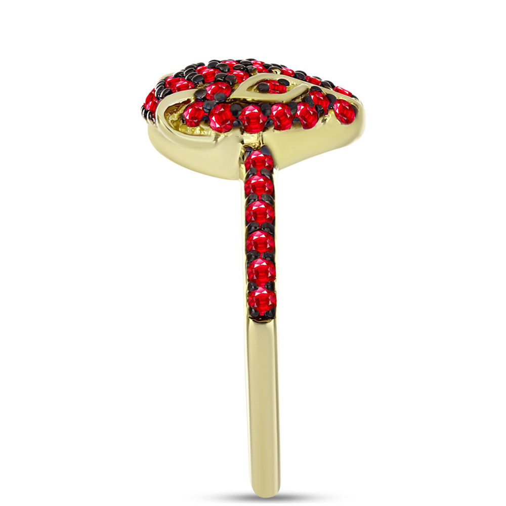 Anillo de Plata Bañada en Oro con Ágata Roja 4 