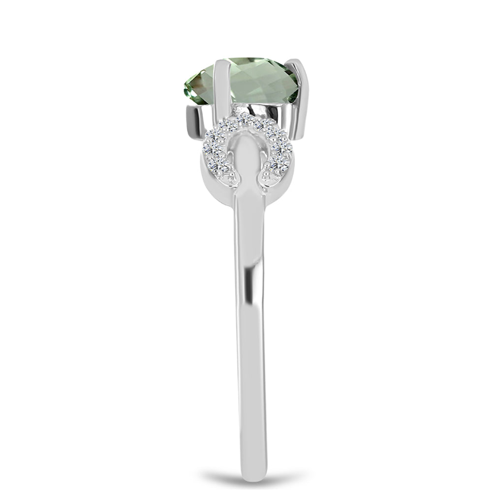 Anillo de Plata con Amatista Verde y Topacio Blanco 4 