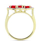 Anillo de Plata Bañada en Oro con Ágata Roja y Topacio Blanco