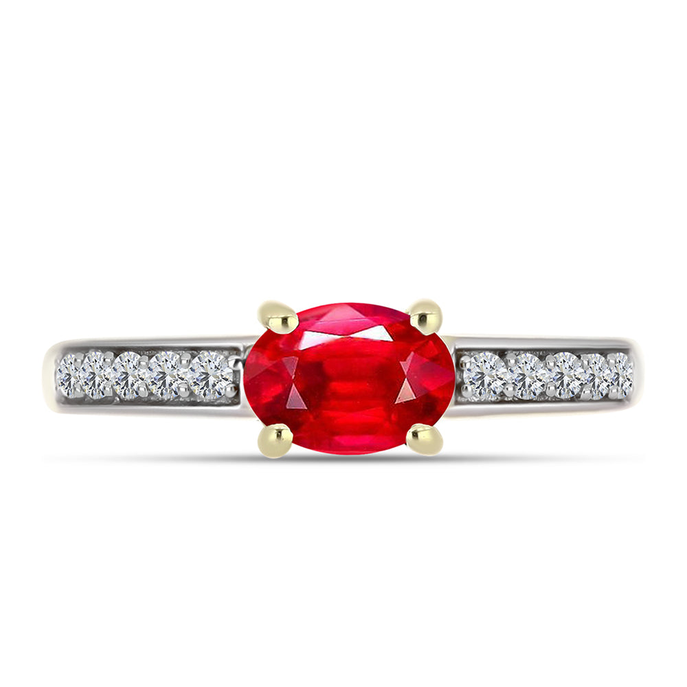 Anillo de Plata Bañada en Oro con Ágata Roja y Topacio Blanco 1 