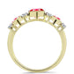 Anillo de Plata Bañada en Oro con Ágata Roja y Topacio Blanco