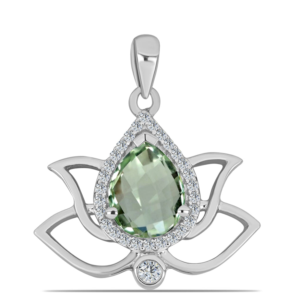 Colgante de Plata con Amatista Verde y Topacio Blanco 1 