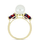 Conjunto de Plata Bañada en Oro con Ópalo negro medianoche Lega Dembi de Ëtiopía y Perla de Agua Dulce ( Pendientes +Anillo +Colgante )