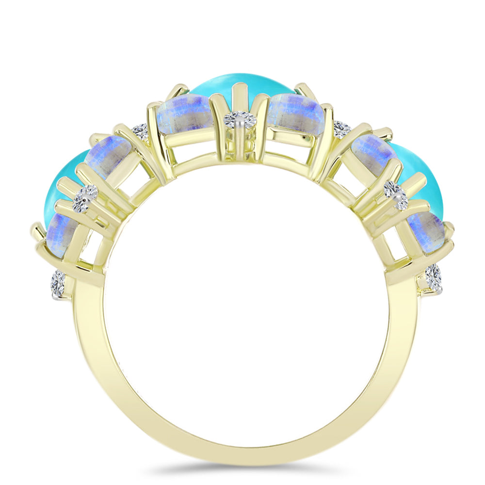Anillo de Plata Bañada en Oro con Turquesa Bella Durmiente 2 