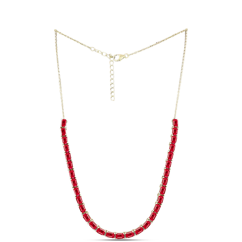 Collar de Plata Bañada en Oro con Ágata Roja 1 
