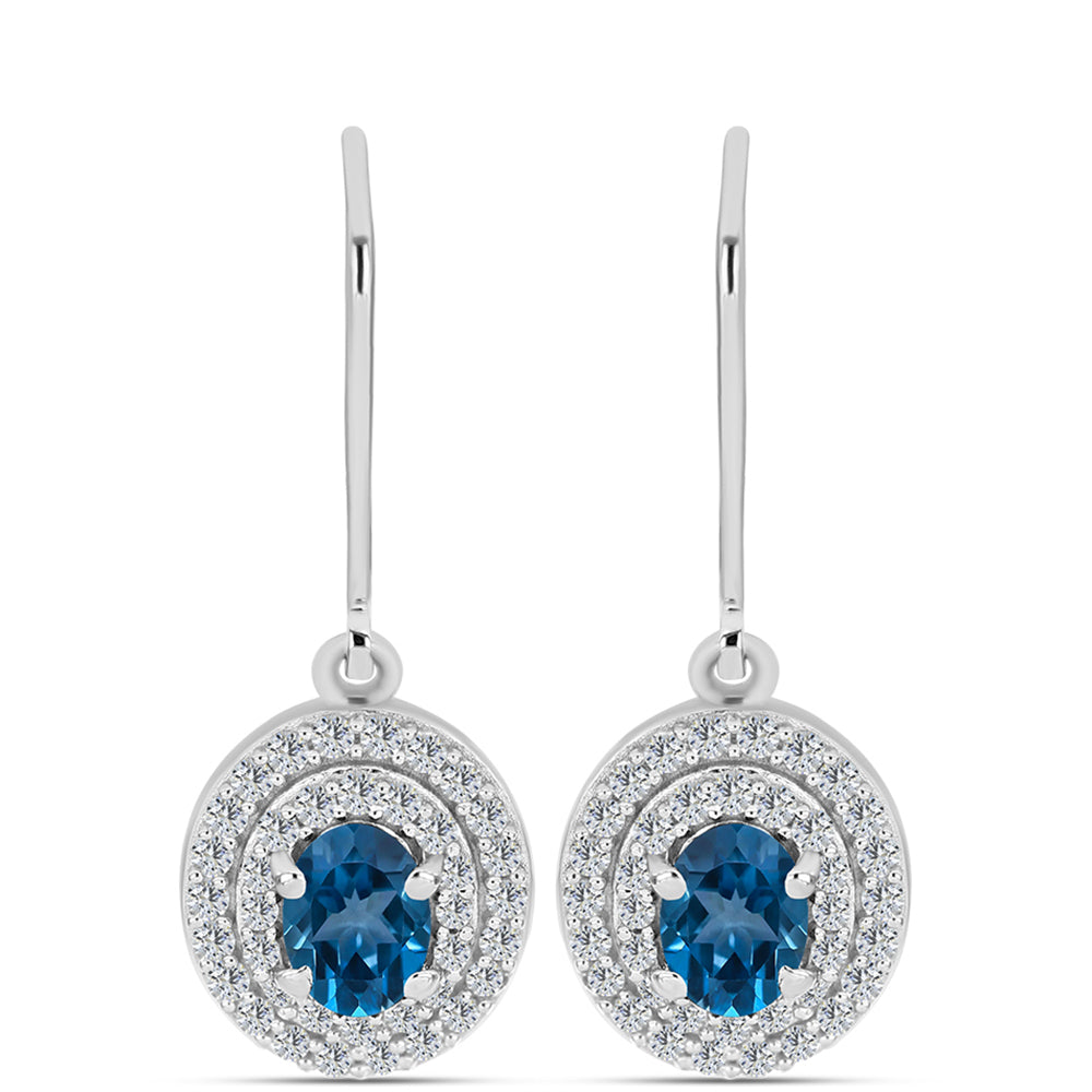 Pendientes de Plata con Topacio Azul Londres y Topacio Blanco 1 