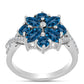 Anillo de Plata con Topacio Azul Londres y Topacio Blanco