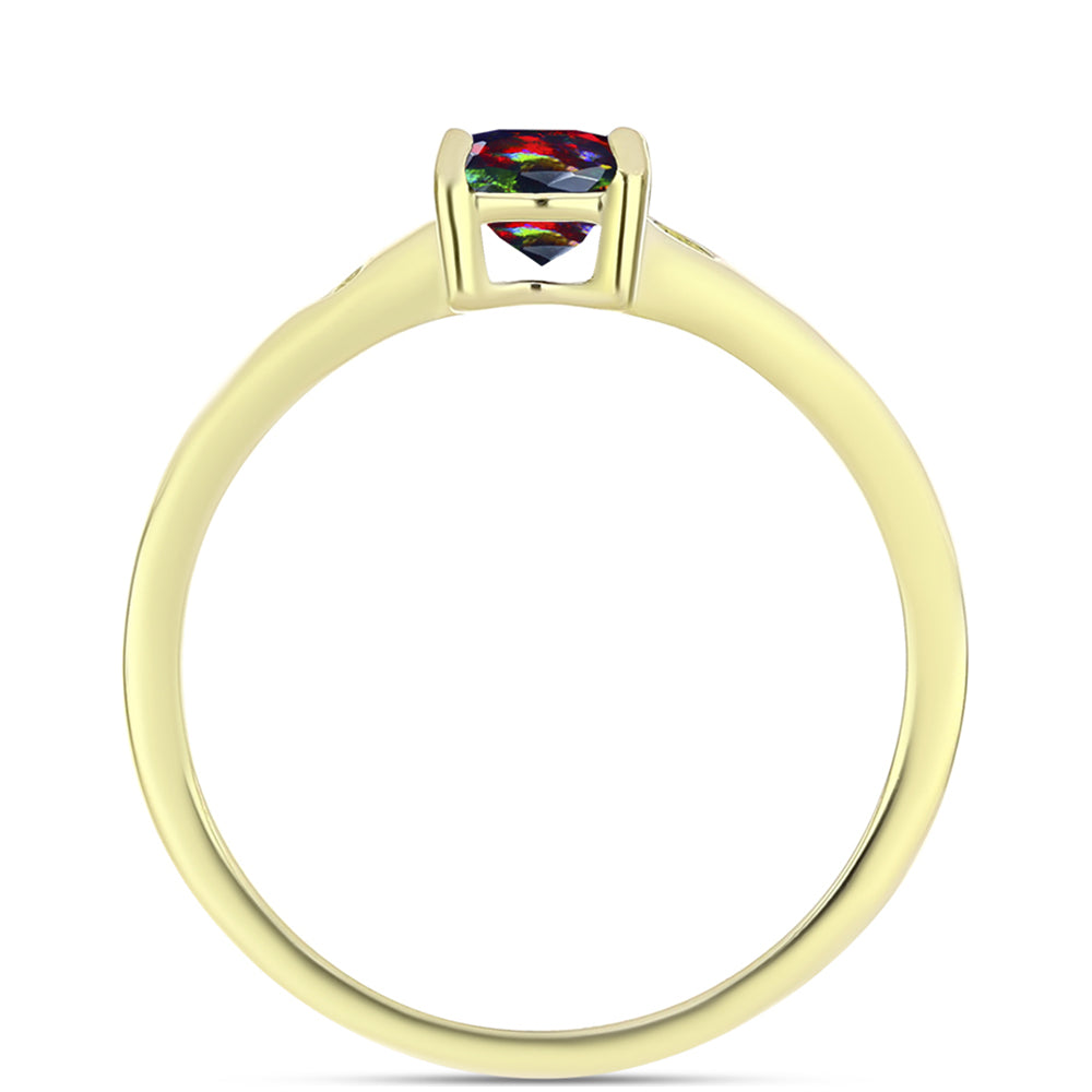 Anillo de Plata Bañada en Oro con Ópalo negro medianoche Lega Dembi de Ëtiopía 2 