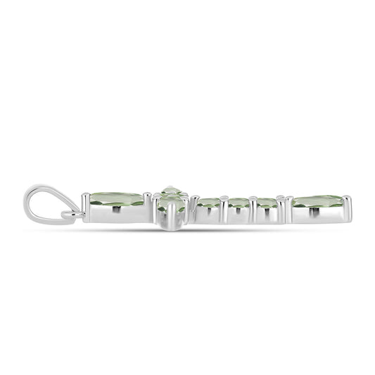 Cruz Colgante de Plata con Amatista Verde