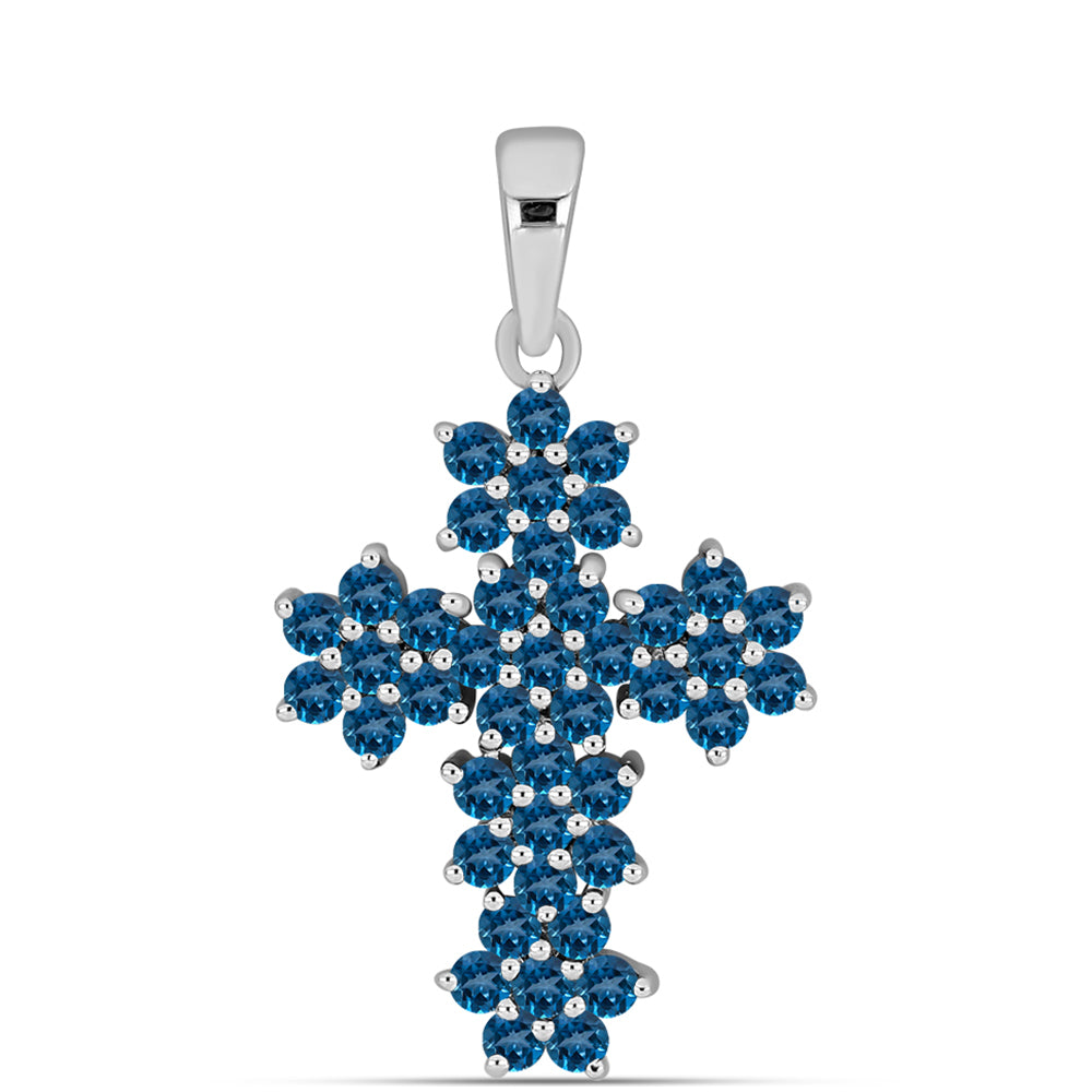 Cruz Colgante de Plata con Topacio Azul Londres 1 