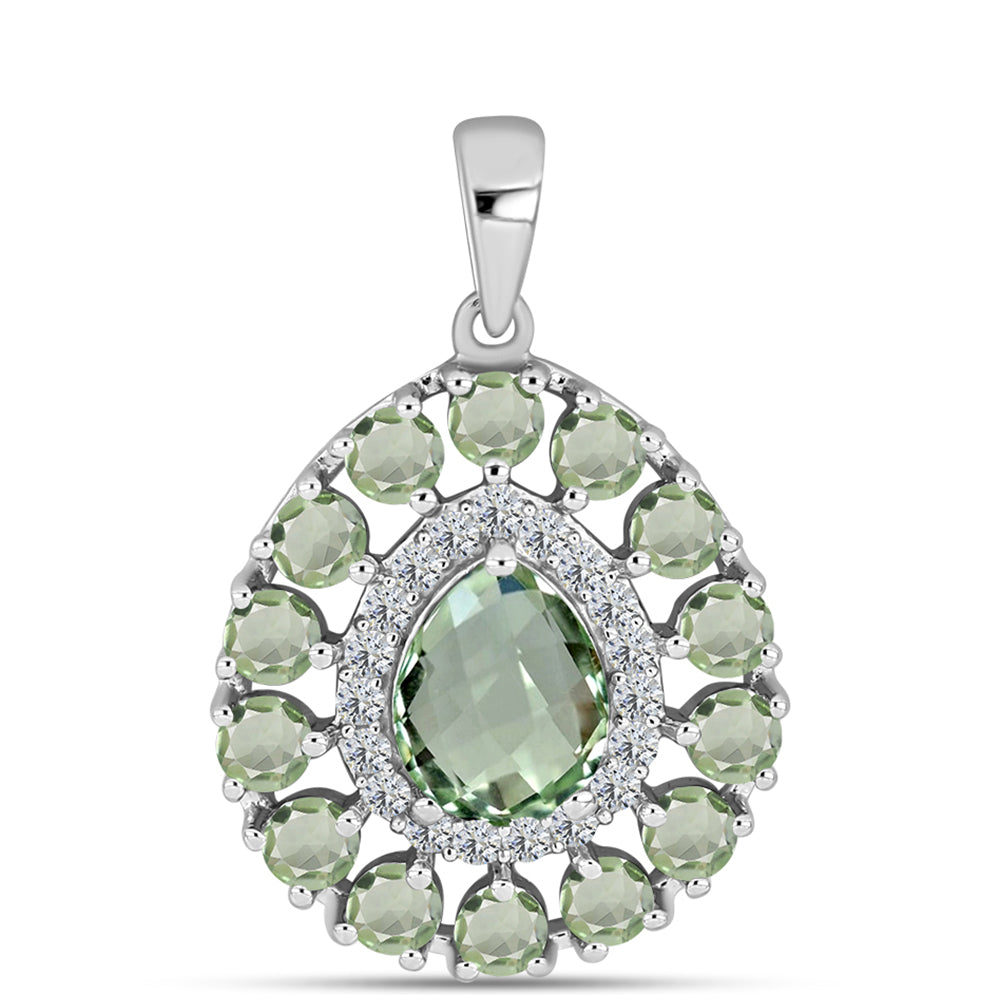 Colgante de Plata con Amatista Verde y Topacio Blanco