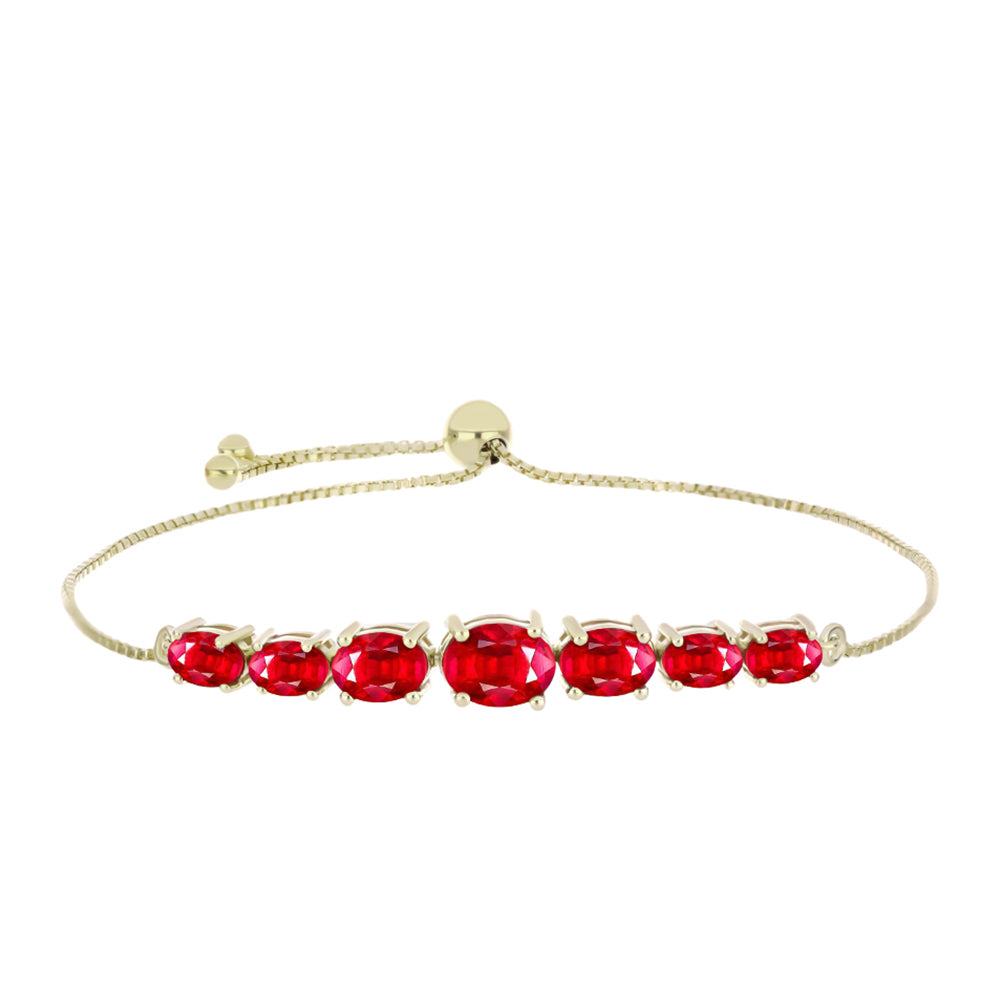 Pulsera de Plata Bañada en Oro con Ágata Roja