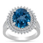 Anillo de Plata con Topacio Azul Londres y Topacio Blanco