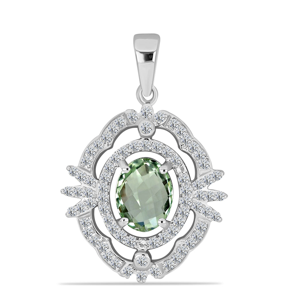 Colgante de Plata con Amatista Verde y Topacio Blanco 1 