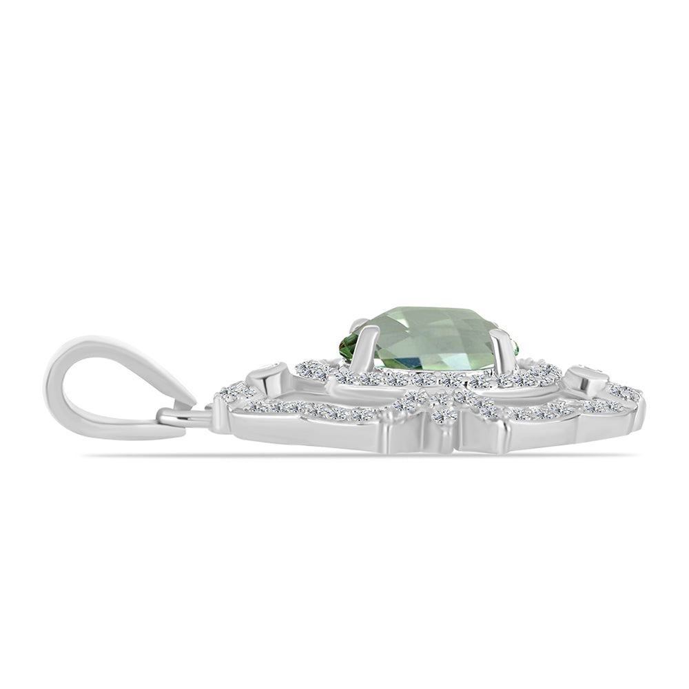 Colgante de Plata con Amatista Verde y Topacio Blanco 2 