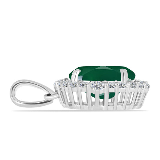 Colgante de Plata con Calcedonia Verde y Topacio Blanco