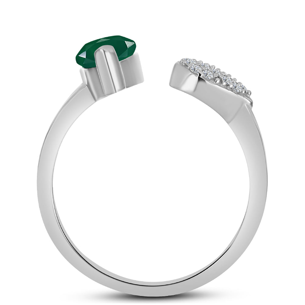 Anillo de Plata con Calcedonia Verde y Topacio Blanco 2 