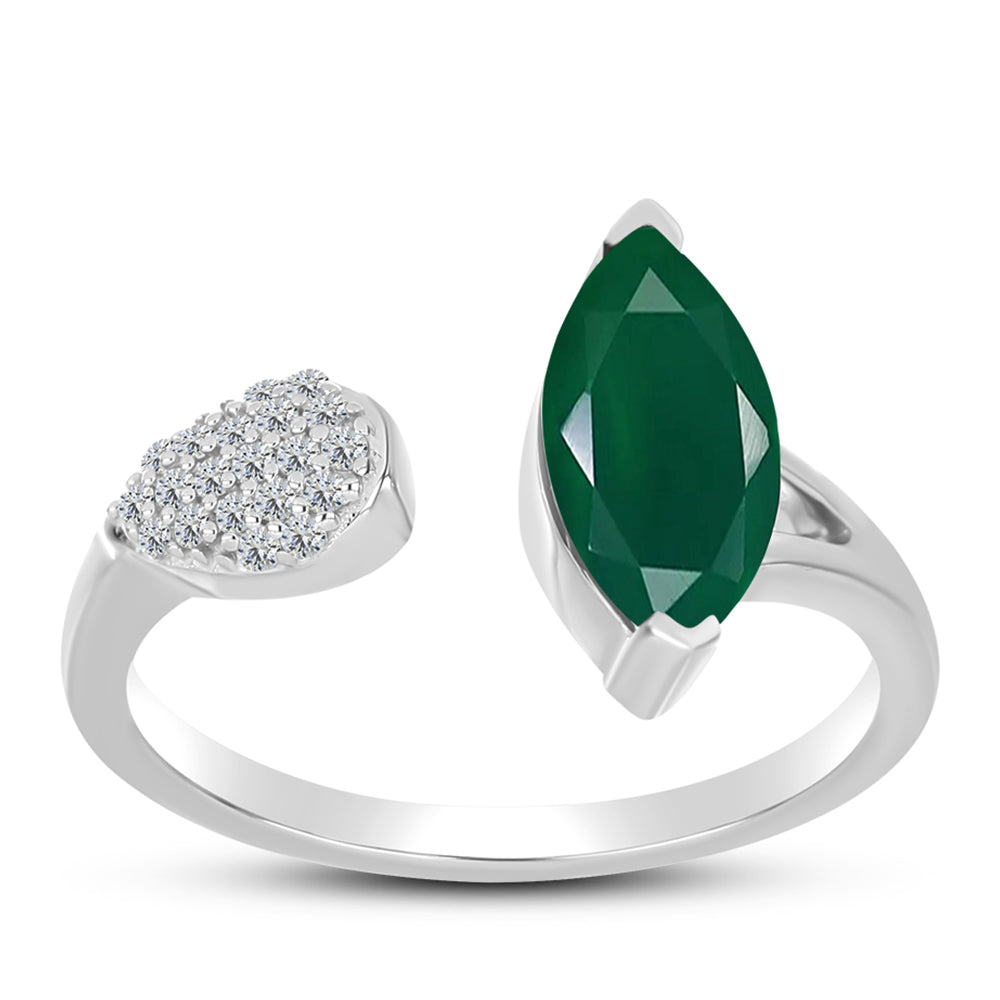 Anillo de Plata con Calcedonia Verde y Topacio Blanco 3 