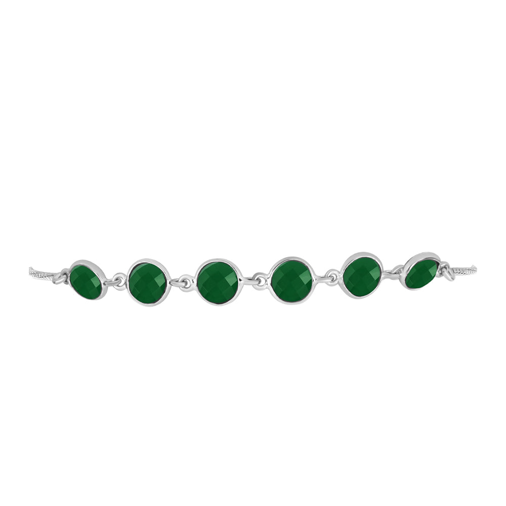 Pulsera de Plata con Calcedonia Verde 2 
