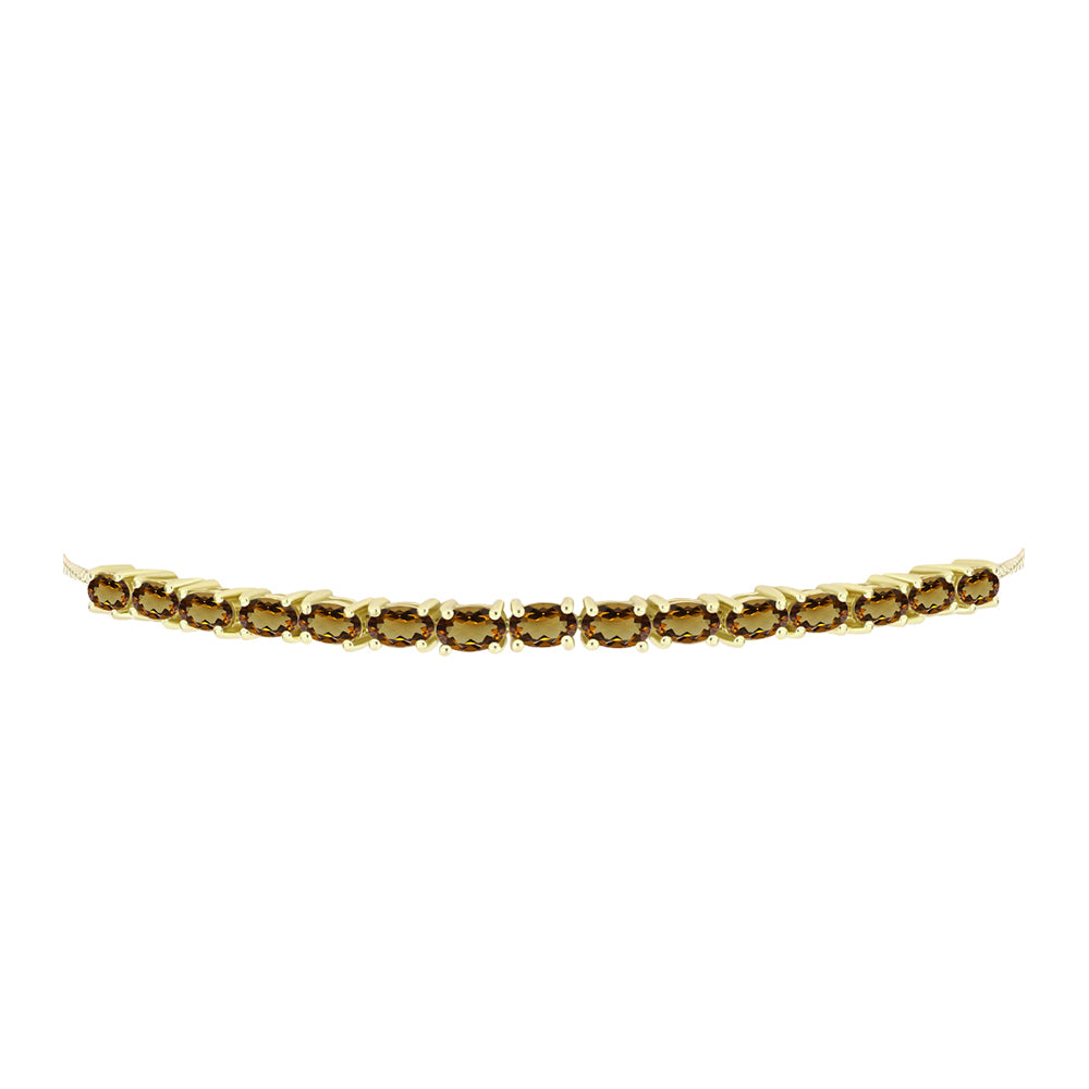 Pulsera de Plata Bañada en Oro con Cuarzo Coñac 2 
