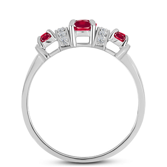Anillo de Plata con Rubí de Madagascar y Topacio Blanco