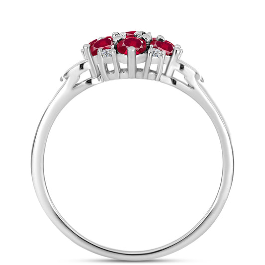 Anillo de Plata con Rubí de Madagascar y Topacio Blanco