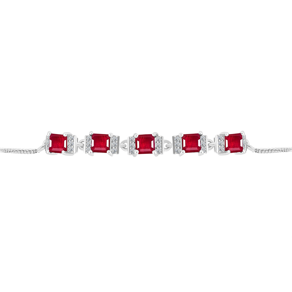 Pulsera de Plata con Rubí de Madagascar y Topacio Blanco