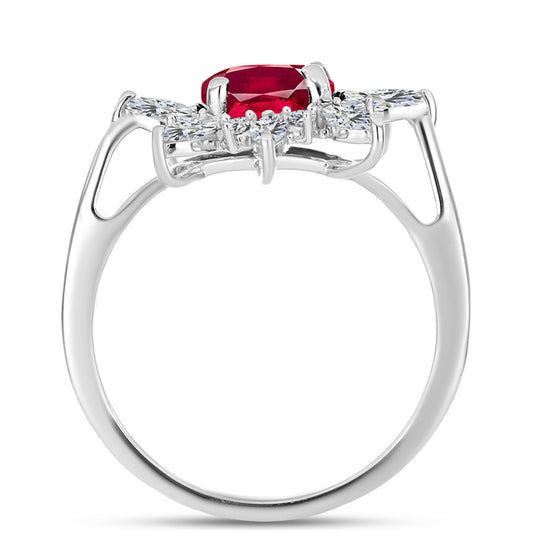 Anillo de Plata con Rubí de Madagascar y Topacio Blanco