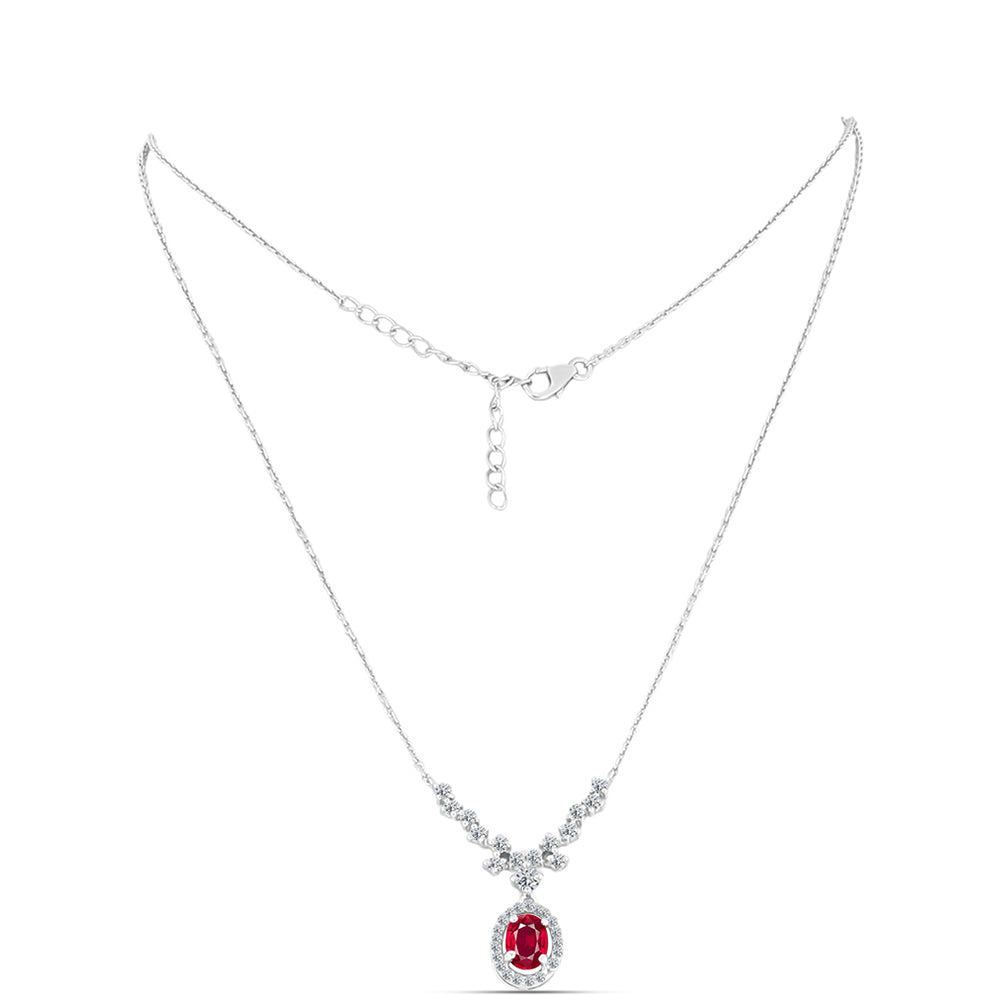 Collar de Plata con Rubí de Madagascar y Topacio Blanco 1 