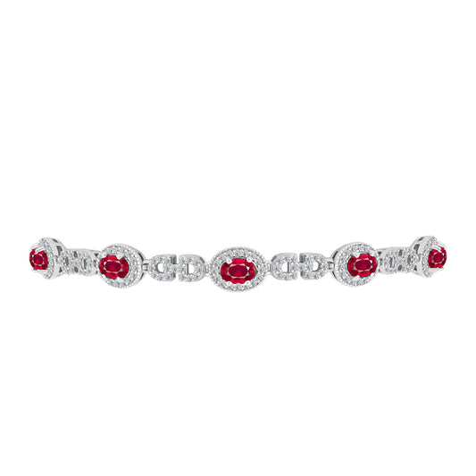 Pulsera de Plata con Rubí de Madagascar y Topacio Blanco