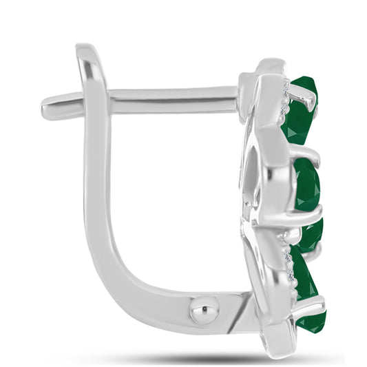 Pendientes de Plata con Calcedonia Verde y Topacio Blanco