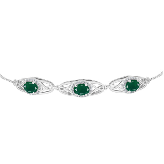 Pulsera de Plata con Ágata verde de Spruce Pine y Topacio Blanco