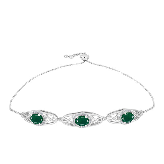 Pulsera de Plata con Ágata verde de Spruce Pine y Topacio Blanco