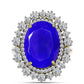 Anillo de Plata Bañada en Oro con Ágata azul y Topacio Blanco