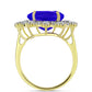 Anillo de Plata Bañada en Oro con Ágata azul y Topacio Blanco
